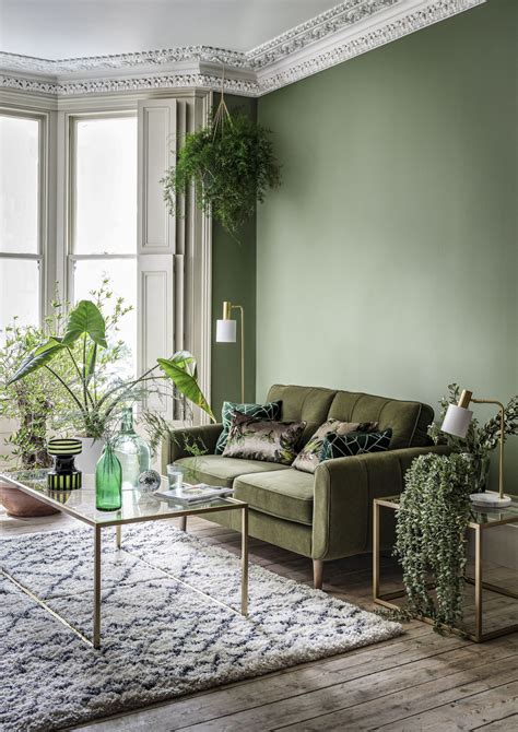 green wall living room